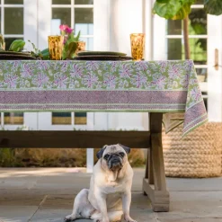 Pomegranate Inc Grecian Palm Fern & Magenta Tablecloth Clearance