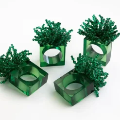 Pomegranate Inc Green Acrylic Beaded Napkin Ring | Set of 4 Best