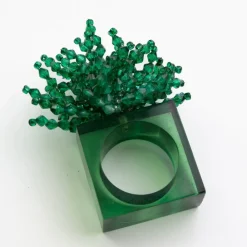 Pomegranate Inc Green Acrylic Beaded Napkin Ring | Set of 4 Best