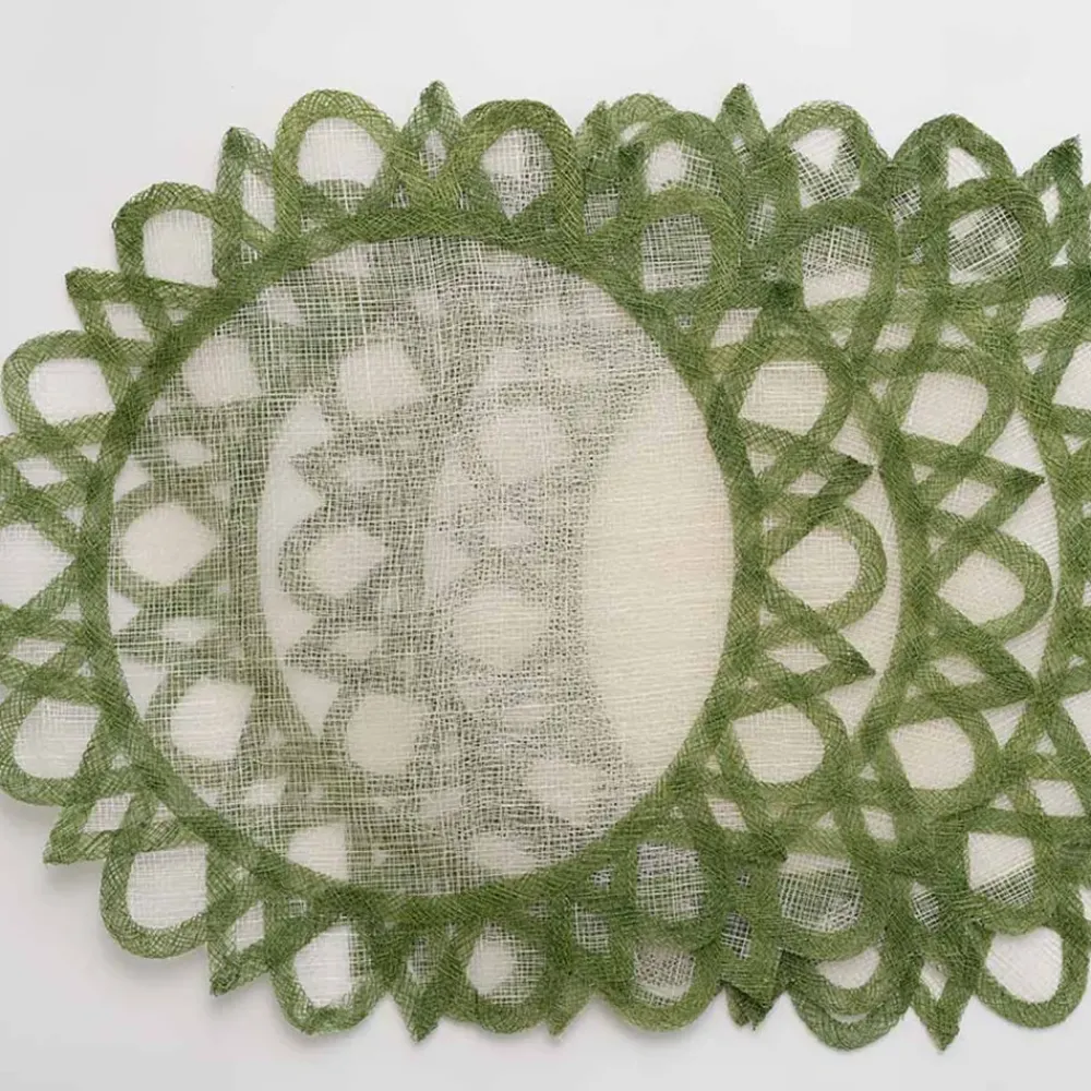 Pomegranate Inc Green Edge Woven Round Placemats | Set 4