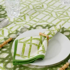 Pomegranate Inc Green Edge Woven Round Placemats | Set 4
