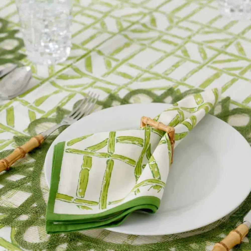 Pomegranate Inc Green Edge Woven Round Placemats | Set 4