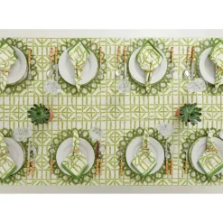 Pomegranate Inc Green Edge Woven Round Placemats | Set 4