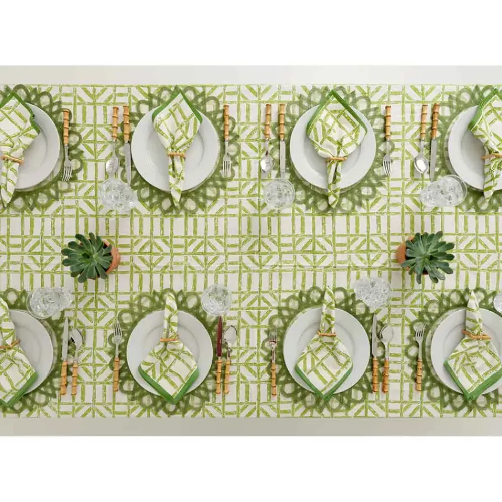 Pomegranate Inc Green Edge Woven Round Placemats | Set 4