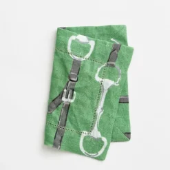 Pomegranate Inc Green Linen Snaffle & Buckle Cocktail Napkin | Set of 4 Discount