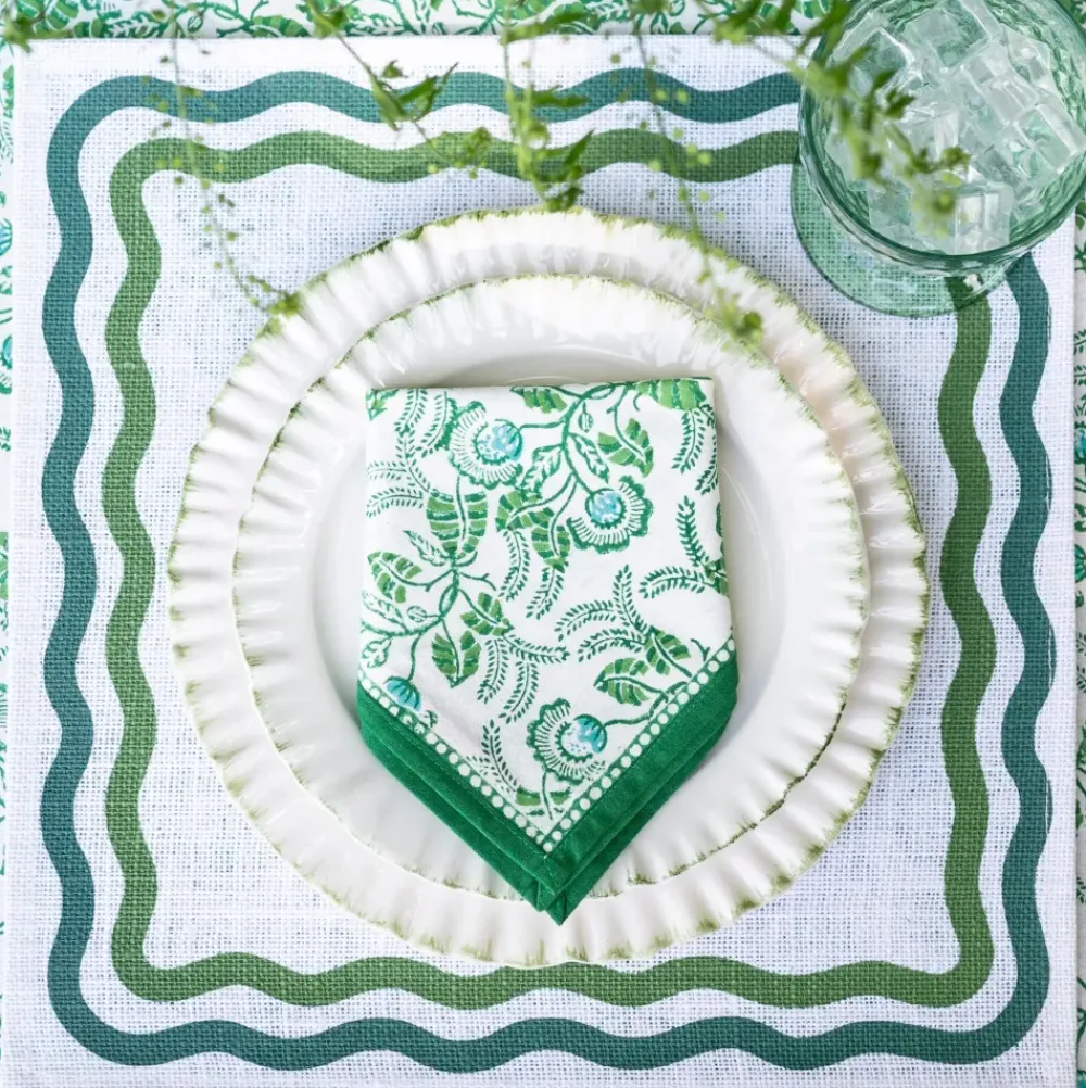 Pomegranate Inc Green Square Wave Placemat | Set of 4 Online