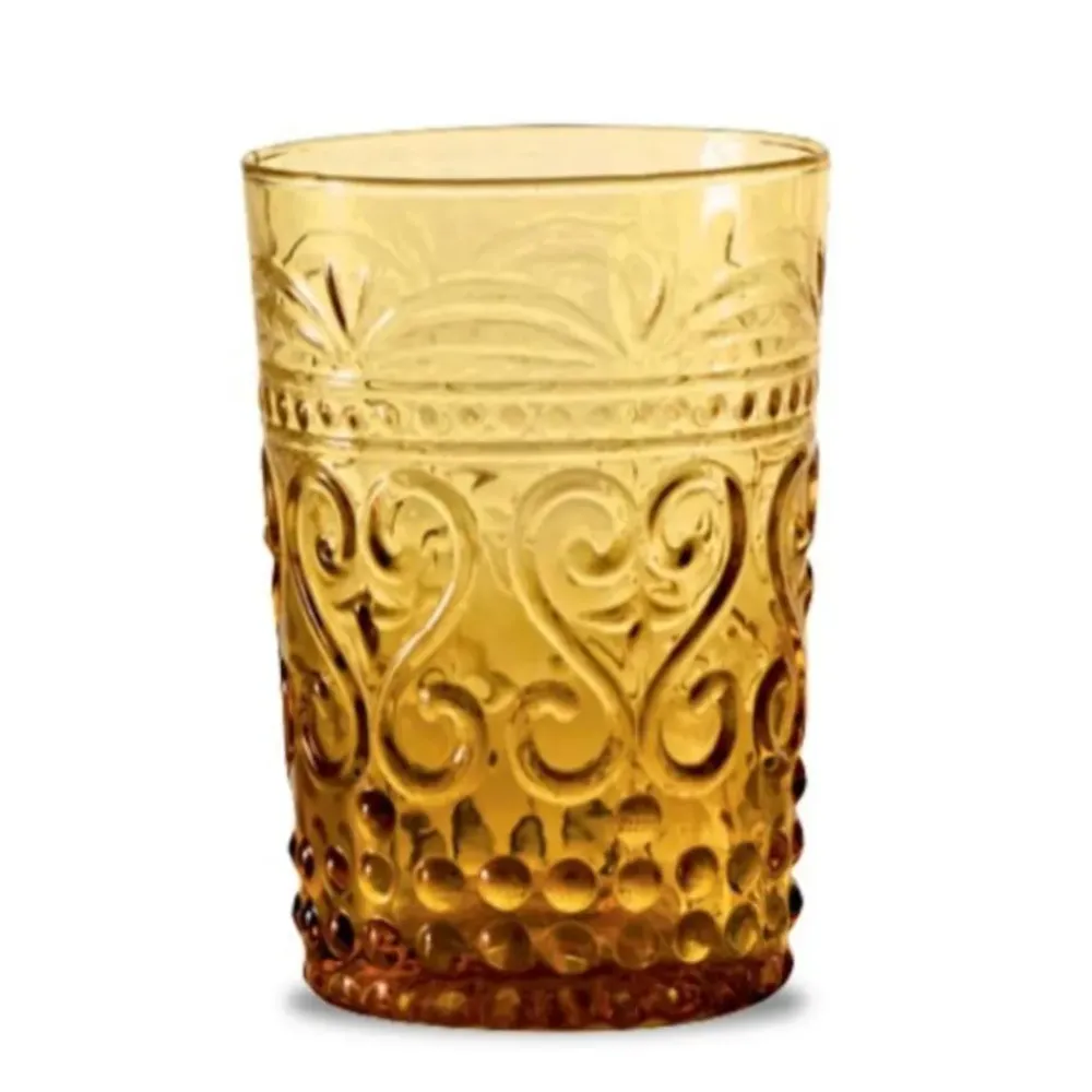 Pomegranate Inc Hand Crafted in Italy| Modern Pressed Juice Glass-Amber Best