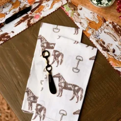 Pomegranate Inc Horse and Snaffle Linen Fingertip Towels | Set of 2 Hot