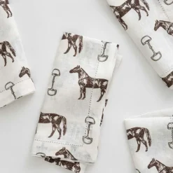 Pomegranate Inc Horse and Snaffle Linen Napkin | Set of 4