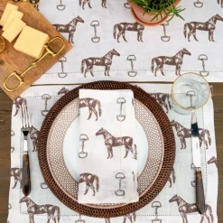 Pomegranate Inc Horse and Snaffle Linen Napkin | Set of 4