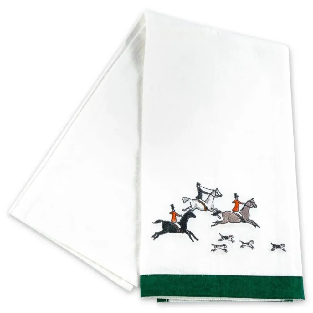 Pomegranate Inc Hunt Scene Embroidered Horse and Rider Tea Towels