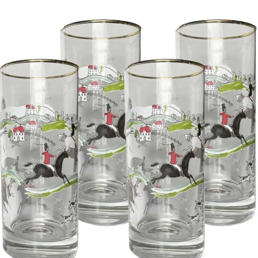 Pomegranate Inc Hunt Scene Highball Glass | Set 4 Outlet