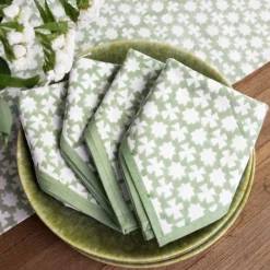 Pomegranate Inc India Hicks Cuban Cross Soft Sage Napkins Outlet