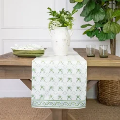 Pomegranate Inc India Hicks Cuban Flower Blue & Green Table Runner Hot