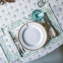 Pomegranate Inc India Hicks Cuban Flower Blue & Green Placemats