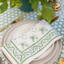 Pomegranate Inc India Hicks Cuban Flower Blue & Green Napkins Discount