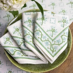 Pomegranate Inc India Hicks Cuban Flower Blue & Green Napkins Discount