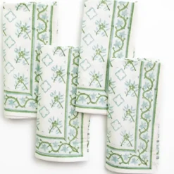 Pomegranate Inc India Hicks Cuban Flower Blue & Green Napkins Discount