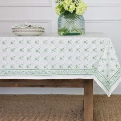 Pomegranate Inc India Hicks Cuban Flower Blue & Green Tablecloth New