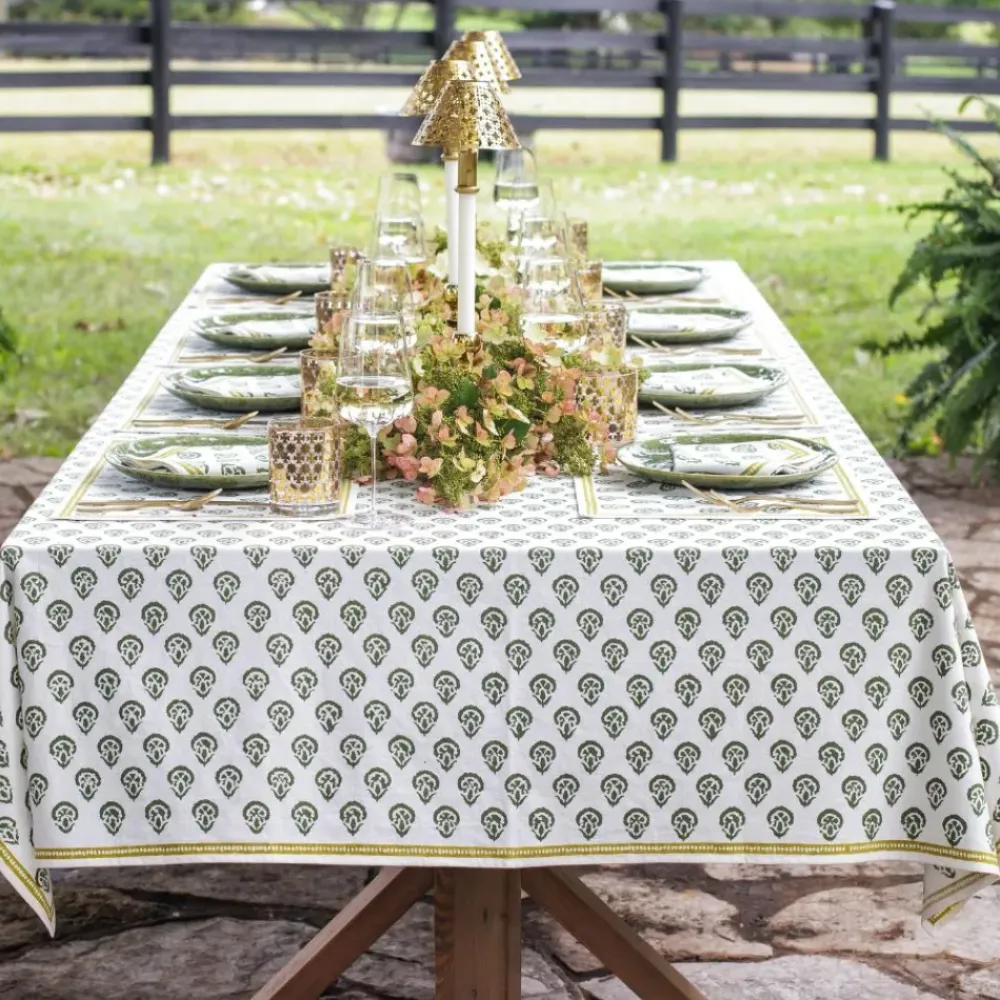 Pomegranate Inc India Hicks Home Carnation Hunter Green Tablecloth Online