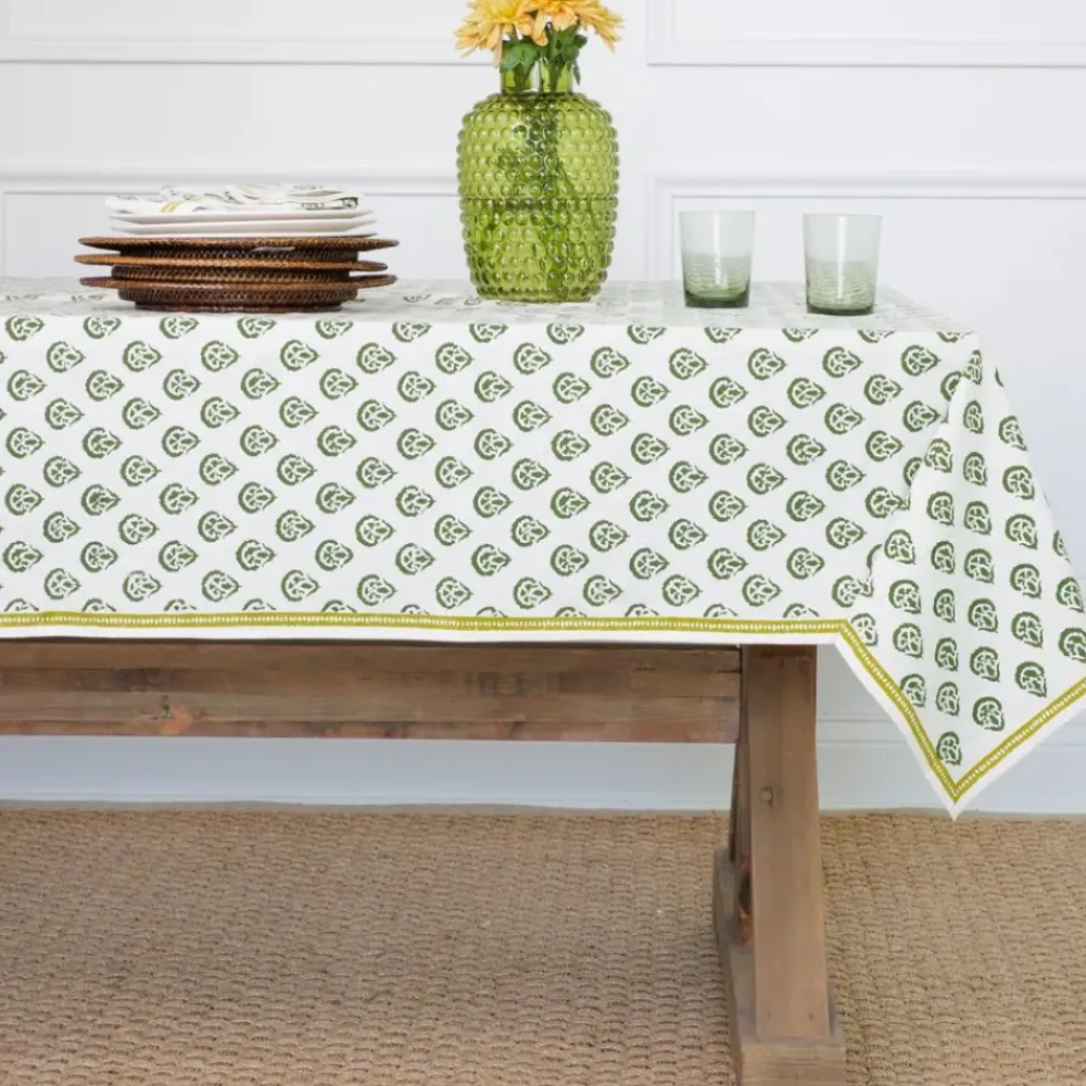 Pomegranate Inc India Hicks Home Carnation Hunter Green Tablecloth Online