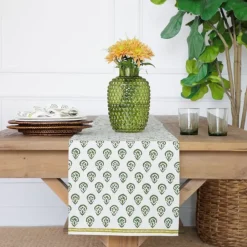 Pomegranate Inc India Hicks Home Carnation Hunter Green Table Runner Outlet