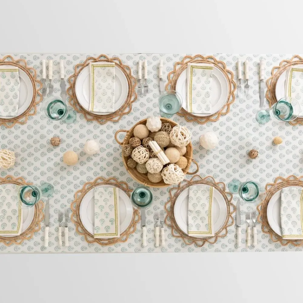 Pomegranate Inc India Hicks Home Carnation Seafoam Tablecloth Sale