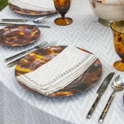 Pomegranate Inc India Hicks Home Chevron Napkins | Set of 4 New