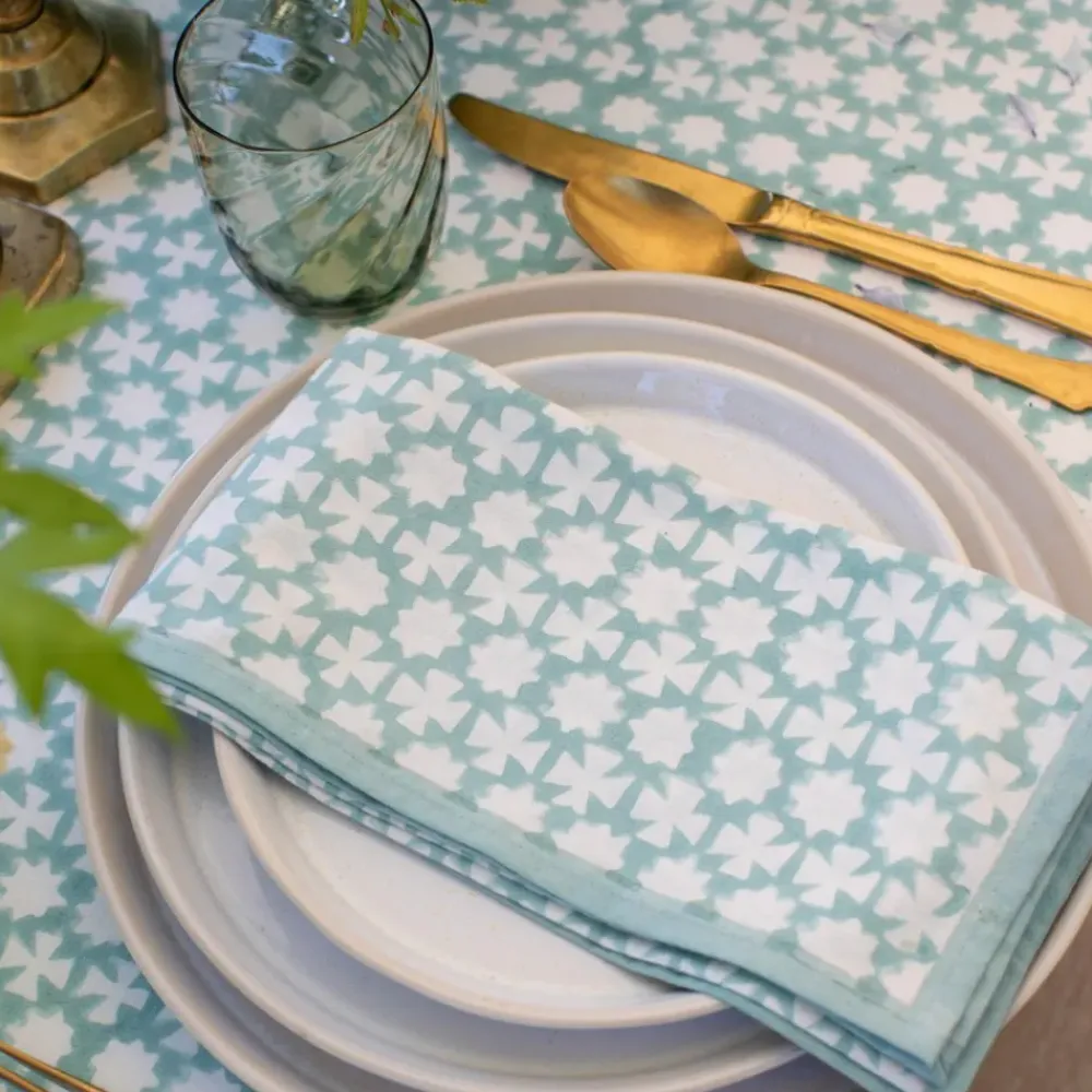 Pomegranate Inc India Hicks Home Cuban Cross Palladian Blue Napkins New