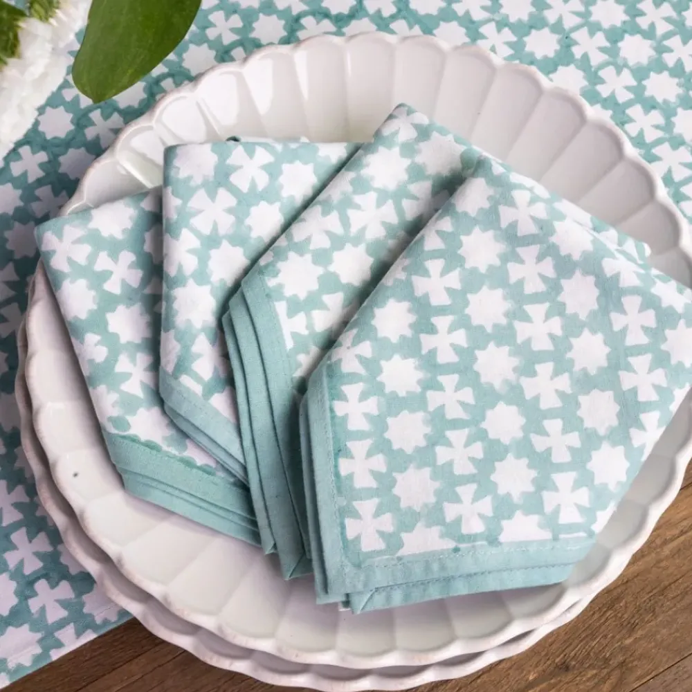 Pomegranate Inc India Hicks Home Cuban Cross Palladian Blue Napkins New