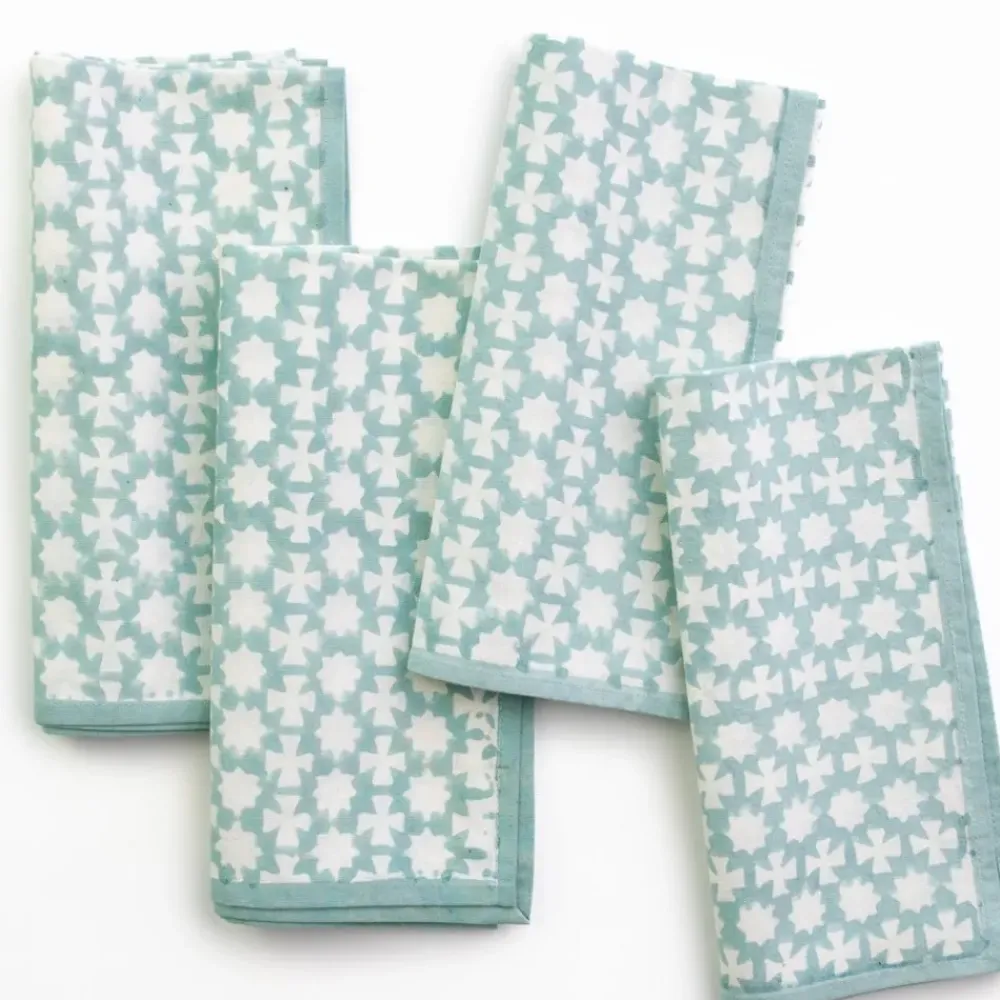 Pomegranate Inc India Hicks Home Cuban Cross Palladian Blue Napkins New