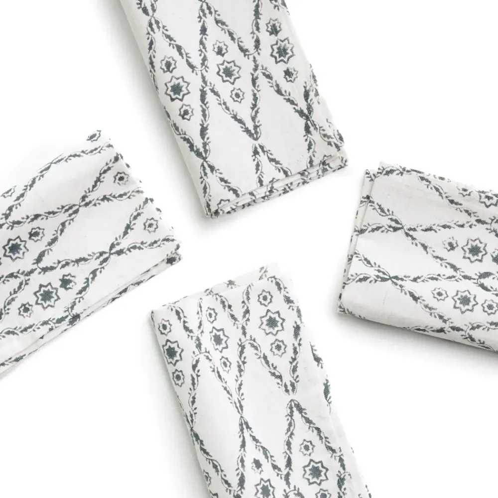 Pomegranate Inc India Hicks Home Diamond Blue Napkins | Set of 4 Best