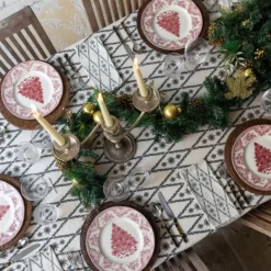 Pomegranate Inc India Hicks Home Embroidered Diamond Blue Tablecloth