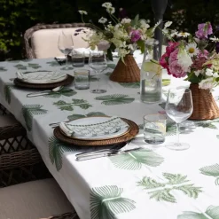 Pomegranate Inc India Hicks Home Embroidered Twin Palms Soft Sage Tablecloth Clearance