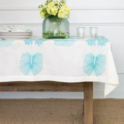 Pomegranate Inc India Hicks Home Embroidered Twin Palms Palladian Blue Tablecloth Clearance
