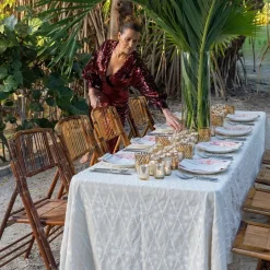 Pomegranate Inc India Hicks Home Embroidered Diamond White Tablecloth Online