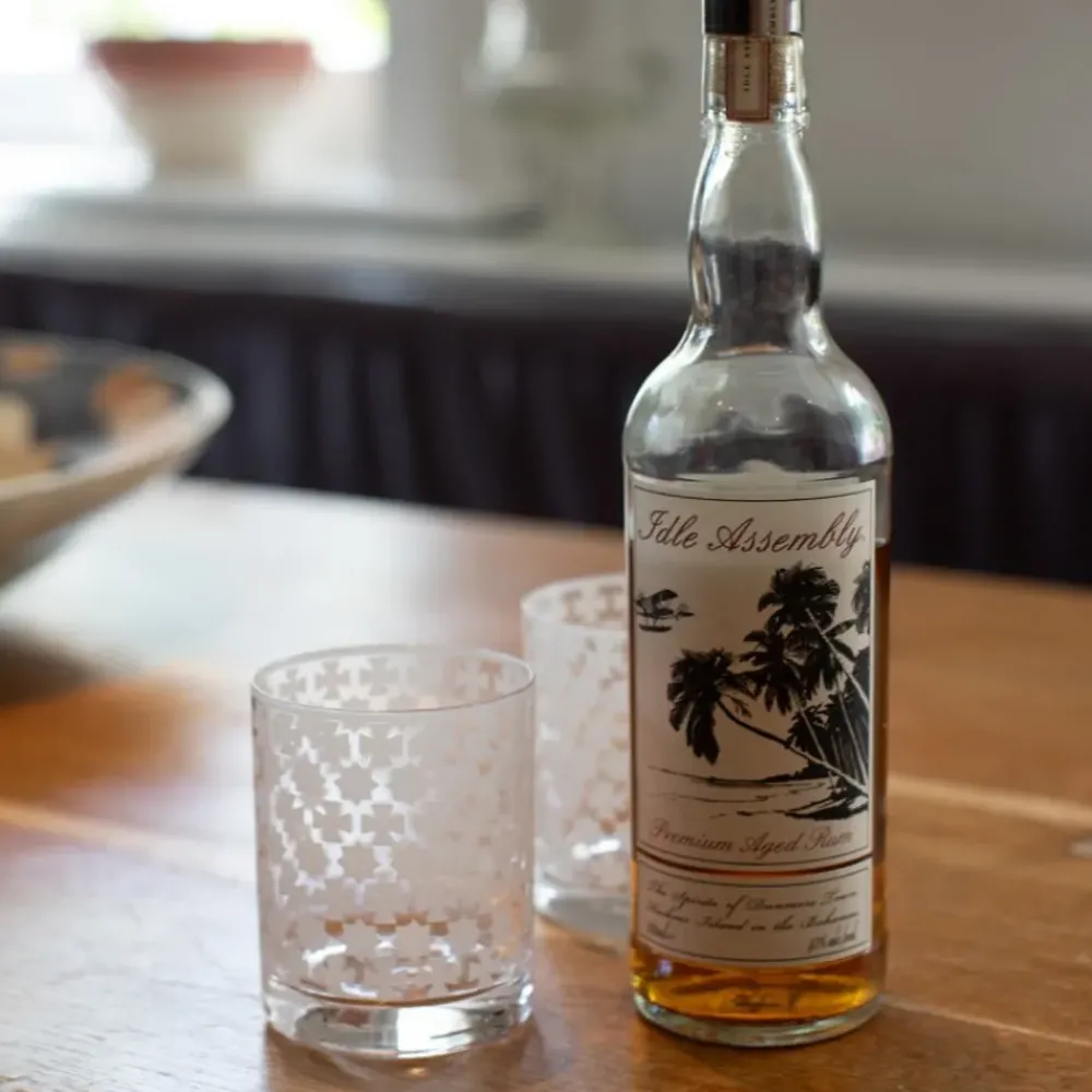 Pomegranate Inc India Hicks Home Frosted Cuban Cross Bourbon Glass | Set of 4 Outlet