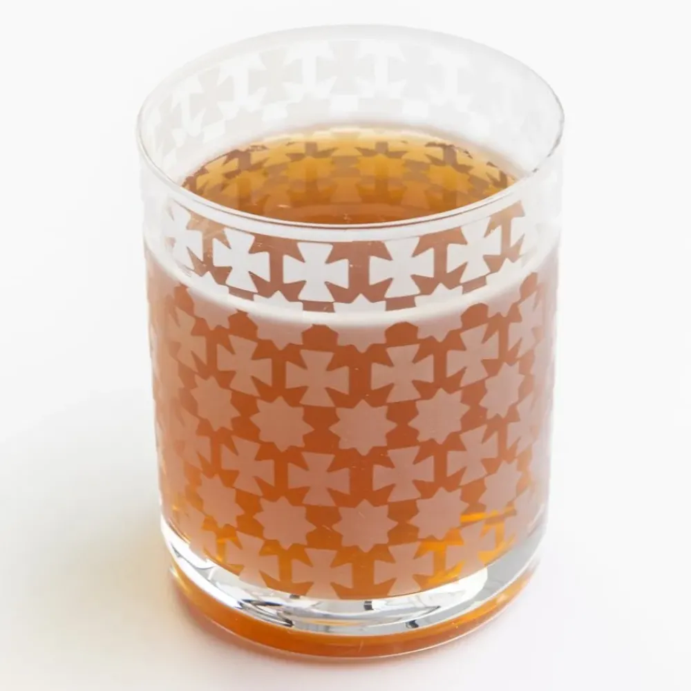 Pomegranate Inc India Hicks Home Frosted Cuban Cross Bourbon Glass | Set of 4 Outlet
