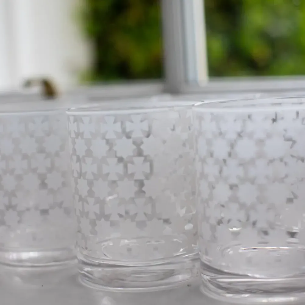 Pomegranate Inc India Hicks Home Frosted Cuban Cross Bourbon Glass | Set of 4 Outlet