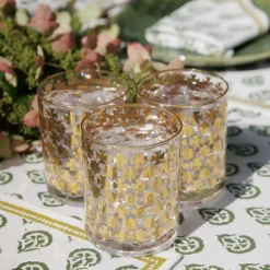 Pomegranate Inc India Hicks Home Gold Cuban Cross Bourbon Glass | Set of 4 Discount