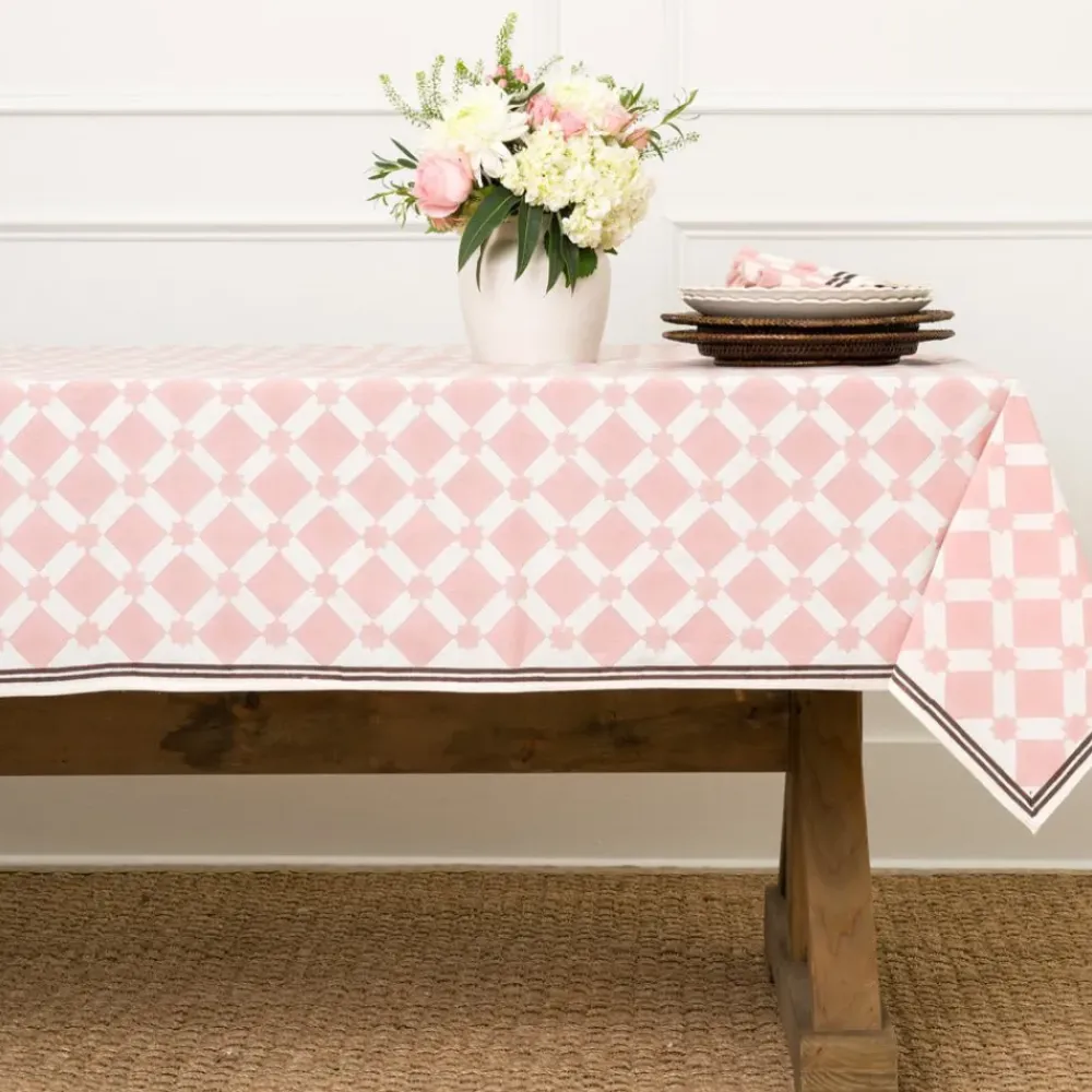 Pomegranate Inc India Hicks Home Latticework Blush Tablecloth New