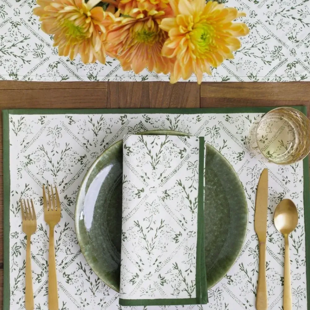 Pomegranate Inc India Hicks Home Sea Ferns & Domino Hunter Green Placemat | Set of 4