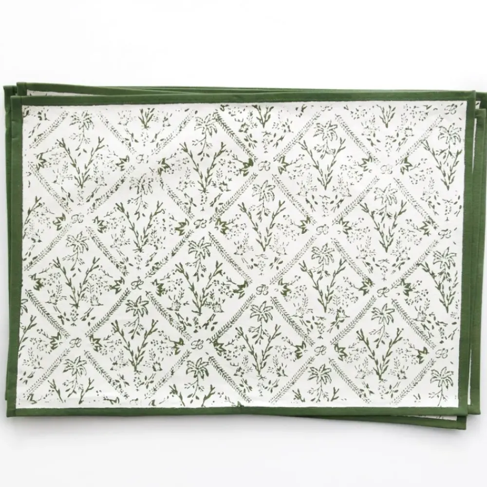 Pomegranate Inc India Hicks Home Sea Ferns & Domino Hunter Green Placemat | Set of 4