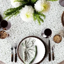 Pomegranate Inc India Hicks Home Sea Ferns & Domino Hunter Green Tablecloth Best