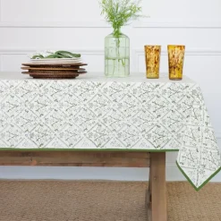 Pomegranate Inc India Hicks Home Sea Ferns & Domino Hunter Green Tablecloth Best