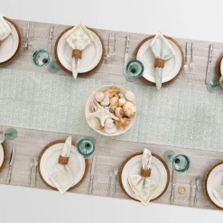 Pomegranate Inc India Hicks Home Seashell Seafoam Table Runner Outlet