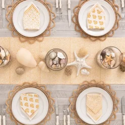 Pomegranate Inc India Hicks Home Seashell Golden Table Runner New