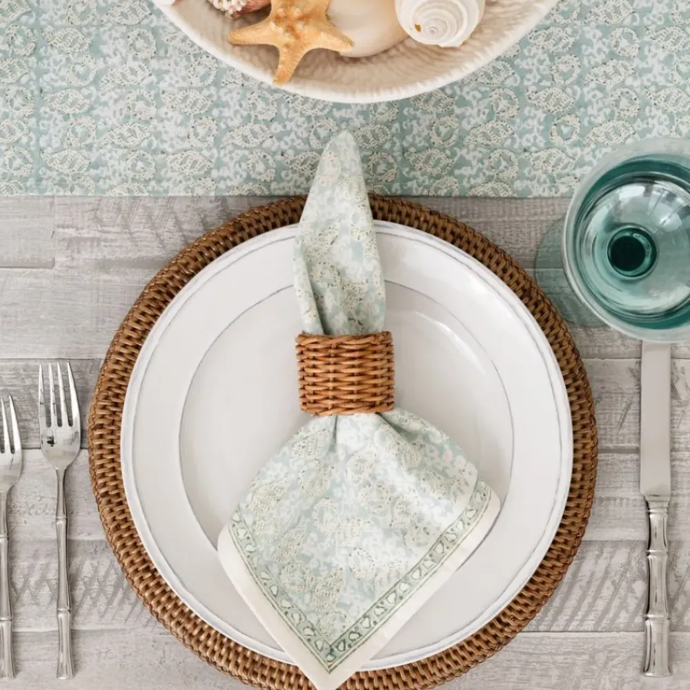 Pomegranate Inc India Hicks Home Seashell Seafoam Napkin | Set of 4 New