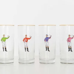 Pomegranate Inc Jockeys Drinking Glasses Mixed Set of 4 Best