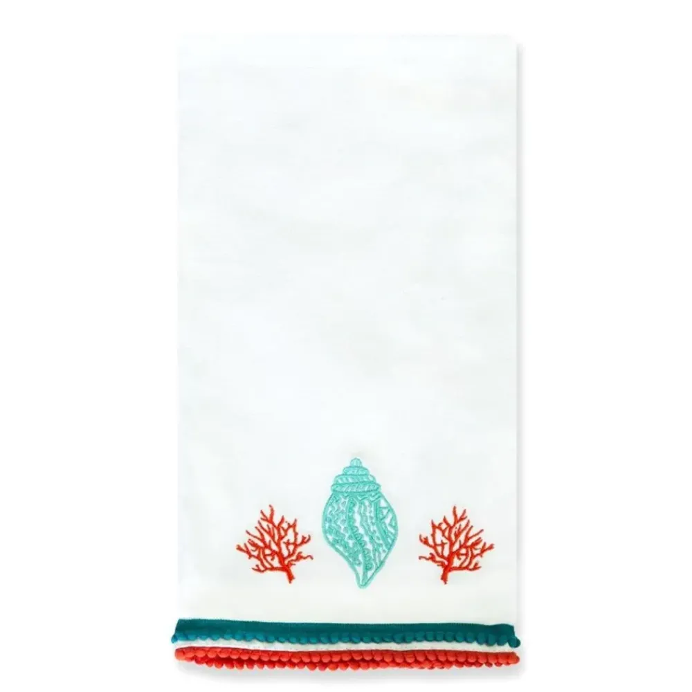 Pomegranate Inc Lyford Shell Embroidered Tea Towels New
